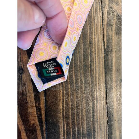 Gianfranco Italy Neck Tie Pink Geometic Pattern Old Money Luxury Special Event - Picture 4 of 11
